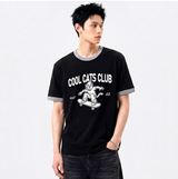 エッセンシャルスタンダード半袖リンガーTシャツ Cool Cats Club ブラック