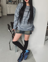 ソフトミックスストライプニット