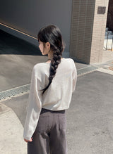 Pastel Linen Motif Round Knit Cardigan (10color)