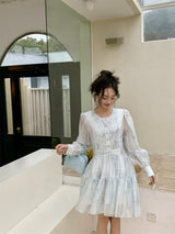 Lanna Sky Blue Cloud Pleated Dress