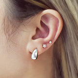silver small dome rhodium plating + 925 silver earrings E062-05H