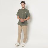 MON AKITA - Fujita Men Short Sleeve Shirt Green