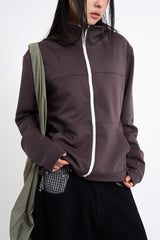 Jersey high-neck zip-up