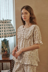 ULLALA PAJAMA Lili Short-sleeve Two-piece  Ivory[24151WTSSN]
