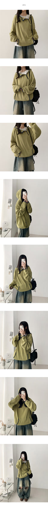 Noet ワッフルダイアゴナルジッパーウォーマーハイネックフーディ