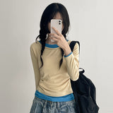 Side Shirring✨Slim Fit Color-Point Layered Long Sleeve T-Shirt (6 colors)