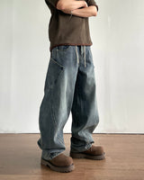 Solar embroidered denim pants