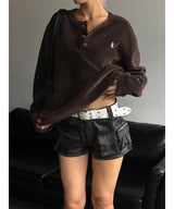 Pocket leather short pants
