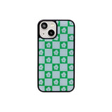 Flower check pattern epoxy bumper case (green)