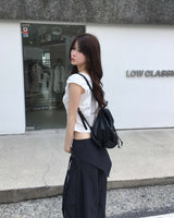 Belted wide skirt pants