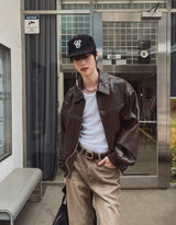Multi Pattern Leather Strap Pillbox Ball Cap