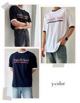 Unisex color contrast ringer semi-muscle fit lettering short sleeve t-shirt
