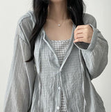 Wanu linen button hooded cardigan