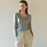 SOFT V NECK KNIT_GRAY