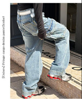 [Unisex] Fringe cargo denim pants(3color)