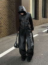 Dark gray dust washing pants