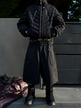 RELABELインタラクティブ (Black Bone)Vカット ボーンストラクチャー マッスル90 レイヤード リブニット ダウンジャケット