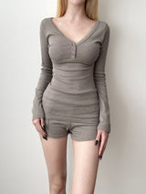 1401. ベーシックVネック長袖Tシャツ (3color)