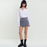Button Detail Skort Gray