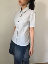 Wendy Plaid Half Blouse (2color)