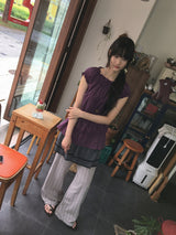 Hachika Vintage Shirring Cap Sleeve Blouse
