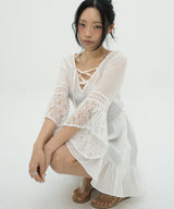 LACE SHEER DRESS _ WHITE