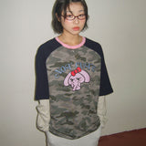 プリントNCレイヤード長袖Tシャツ [カモグレー]