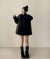 Is-neck buckle point quilted half coat