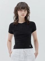 KIRSH PLAIN DOUBLE LAYERED T-SHIRT - BLACK 