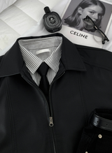 Wayne Vintage Crack Leather Zip-Up Jacket