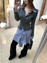 Stripe Collar Burton Long Sleeve Cardigan