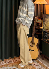Aラインカーブワイドコットンパンツ 3COLOR