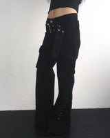 Stud belt boots cut pants