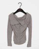 Tsupol Bokashi Collar Off-Shoulder Burton T-shirt