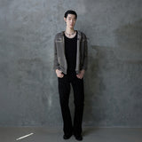 SLASHED CHECK HOODIE: BROWN