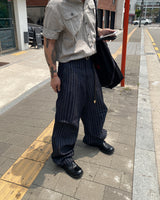No.1300 N stripe denim wide PT