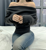 (LOWEST PRICE!/6 COLORS♥/END-OF-YEAR LOOK♥) シアーフリースソフトロングスリーブオフショルダーニット 6 COLORS♥