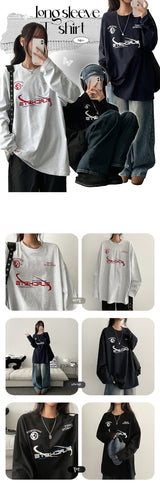 フォーミングボクシーフィットロングスリーブtシャツ