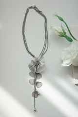 [s.steel] metal flower necklace | 메탈 플라워 드롭 목걸이