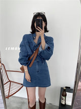 [SALE] デニムシャツスカートツーピースドレス