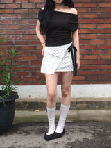 Dot Ribbon Strap Skirt