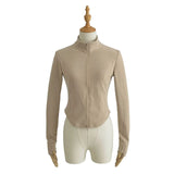 Velvet Collar Slim Round Zip-Up