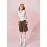 [GirlyFancyClub] "Coquette style" デリケートレースフリルVネックタンクトップ