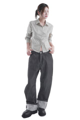  KNEE CUT CURVE PANTS