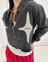 バックスターポイントダメージダークブルーデニムジャケット🖤
