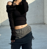 CRINKLE BOW PLEATED TWO-LAYER COTTON BOOTCUT TRAINING SKIRT-PANTS LEGGINGS - 2 COLOR