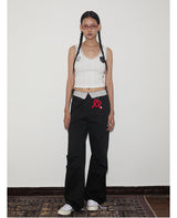 rirri SS24 Cotton-Tencel Relaxed Cargo Pants with All-Over Print in Black
