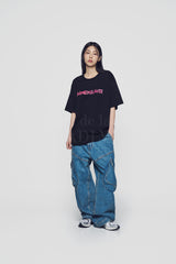 24FW  テープタイポグラフィックショートスリーブTシャツ ブラック