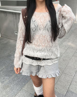 モヘアパンチングニット