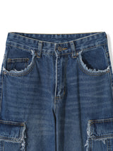 Fringe cargo denim pants(3colors)